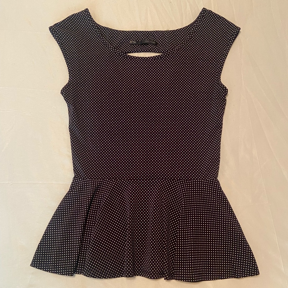 Black polka dot peplum top